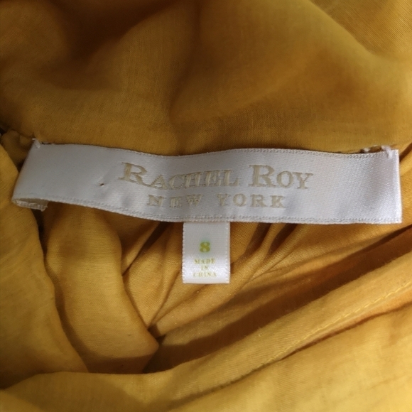 Vintage designer Rachel Roy bright yellow ruched tucked cotton halter top - Picture 13 of 14